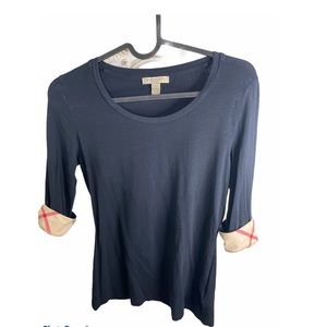 Womens Burberry Brit Nova Check Cuff Tee Top